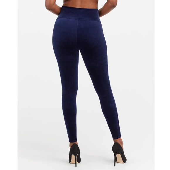 Spanx navy velvet leggings sz med - Picture 3 of 10